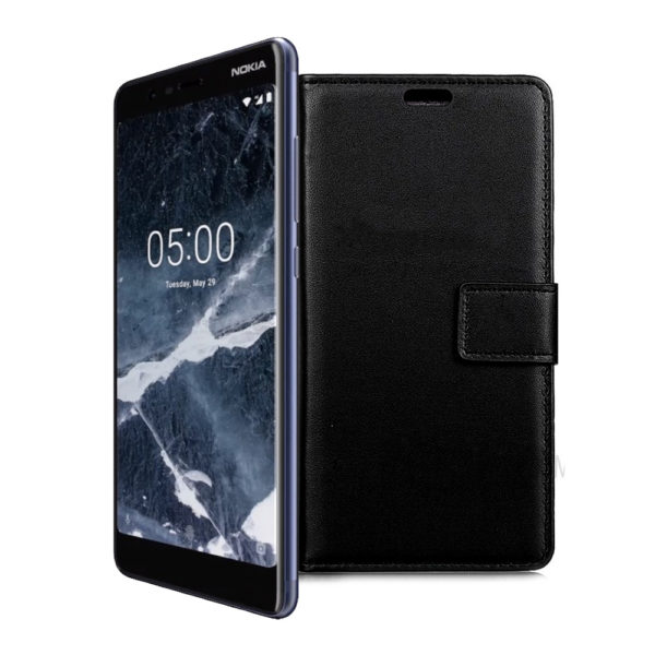 Wallet Flip Case for Nokia 5.1 Black