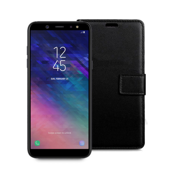Wallet Flip Case for Samsung Galaxy A6 Plus 2018 Black