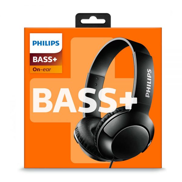 Philips Bass+ On-Ear Closed-Back Headphones SHL3070 in Black