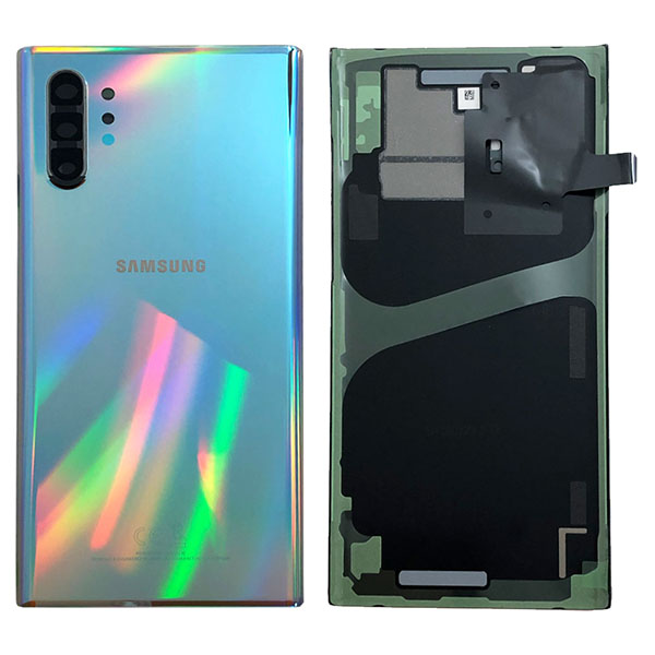 Genuine Samsung Galaxy Note 10 Plus 5G N976 Battery Back Cover / MPN: GH82-20588C / Color: Aura Glow / Silver delivered in UK, EU and the rest of the world.