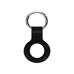 Keychain Silicone Sleeve Shell Case Cover for Apple Air Tag %%sep%% Colour: Black %%sep%% Delivered in EU UK and rest of the world.