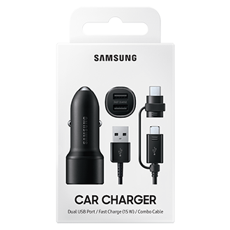 Samsung Dual Car Charger 15W Black EP-L1100WB 15W + USB-C Micro USB